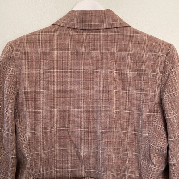Harve Bernard Notched Lapel One Button Plaid Blazer Brown Color Women’s 8 - Picture 8 of 15